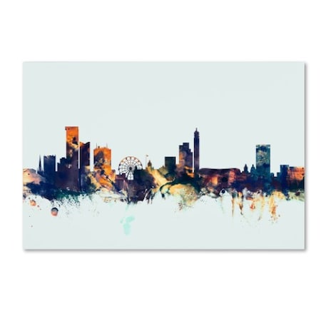 Michael Tompsett 'Birmingham Skyline Blue' Canvas Art,16x24